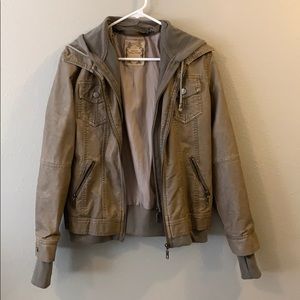 Vegan Leather Sweatshirt Jacket